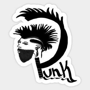 Punk Mohawk hairstyle design Sticker